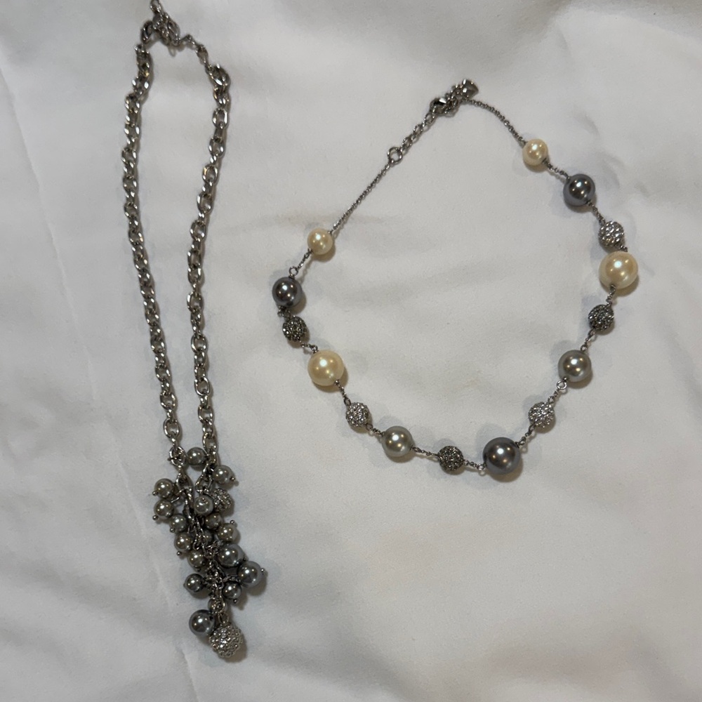 Silver Beaded and Gold Pearl Necklaces